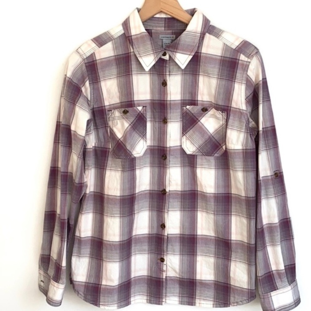 Carhartt Long sleeve plaid button down Top, size M